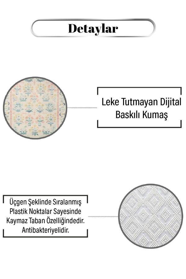 Krem Bitki Desen Dijital Baskılı Zenit Kilim - 3