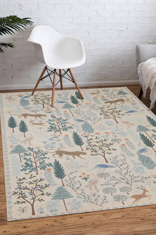 Krem Doğa Desen Dijital Baskılı Zenit Kilim - 1