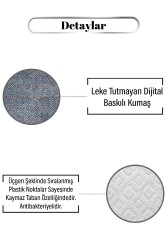 Lacivert Tonlu Elmas Desen Dijital Baskılı Zenit Kilim - 3