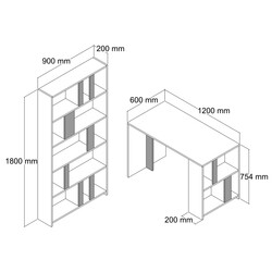 Lima Çalışma Masası Və Kitab Rəfi Dəsti - Cəviz / Antrasit - 2