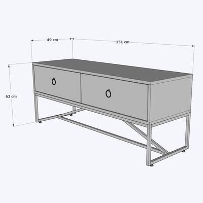 Loft Ferforje Siyirtməli Tv Stendi 150cm - 5