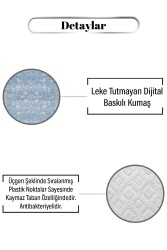 Mavi Eskitme Desen Dijital Baskılı Zenit Kilim - 3