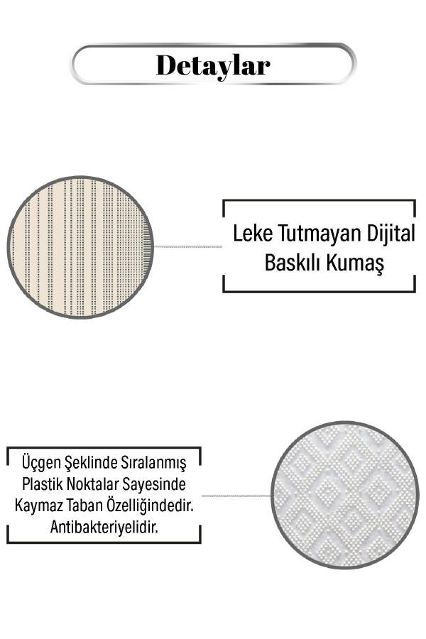 Noktalı Krem Çizgili Desen Dijital Baskılı Zenit Kilim - 3