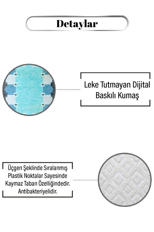 Ortası Mavi Desen Dijital Baskılı Zenit Kilim - 3