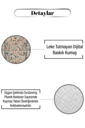 Otantik Çiçek Desen Dijital Baskılı Zenit Kilim - 3