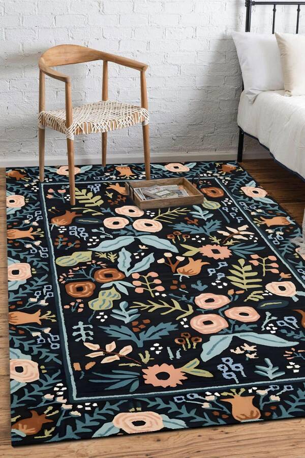 Otantik Karışık Çiçek Desen Dijital Baskılı Zenit Kilim - 1