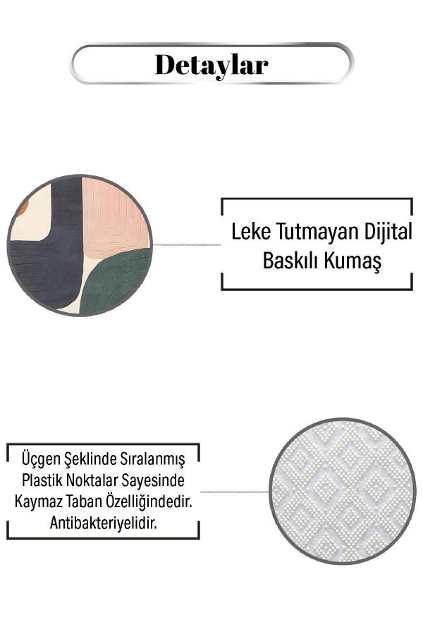 Oval Çizgili Geometrik Desen Dijital Baskılı Zenit Kilim - 3