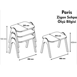 Paris Zigon Sehpa - Ceviz / Beyaz - 4