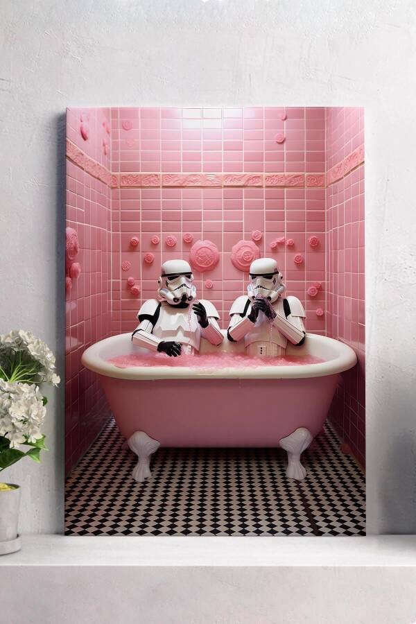 Pembe Küvetteki Stormtrooper Kanvas Tablo - 2