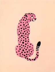 Pembe Leopar Kanvas Tablo - 3