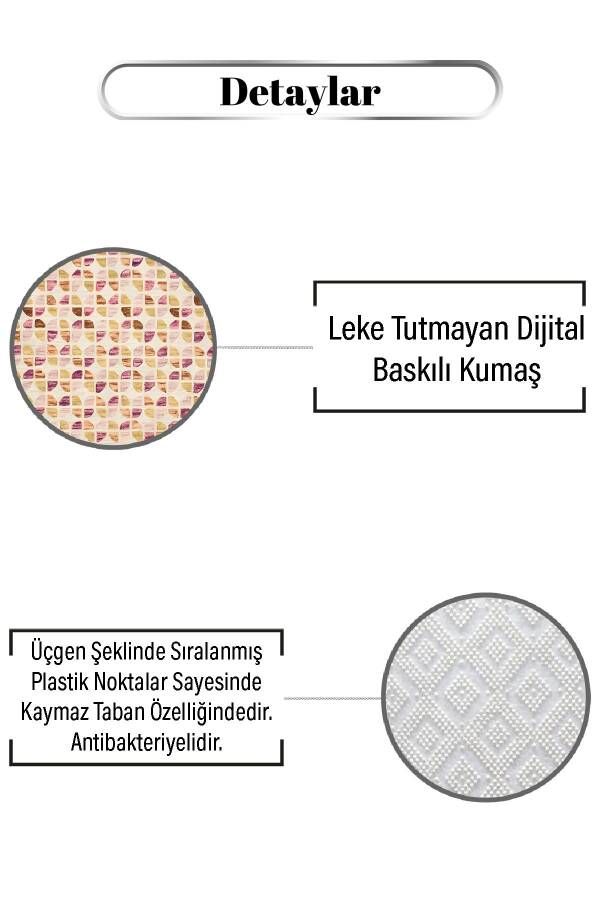 Pembe Simetrik Çeyrek Daire Desen Dijital Baskılı Zenit Kilim - 3