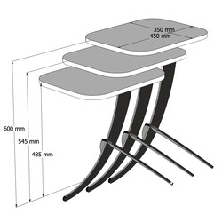 Pion Metal Ayaqlı 3 Lü Zigon Sehpa - Beyaz/Mermer - 4