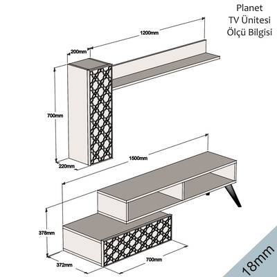 Planet Tv Stend - Ceviz / Sarı - 5