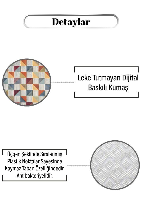 Renkli Kare Parçalı Desen Dijital Baskılı Zenit Kilim - 3