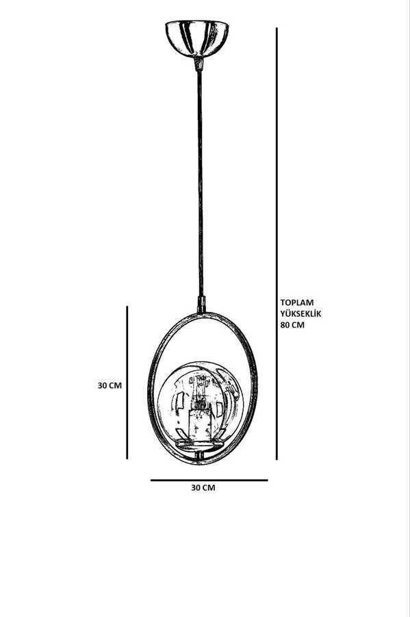 Ring Tekli Füme Camlı Siyah Çilçıraq - 3