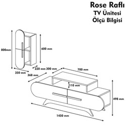 Rose Divar Rəfli Tv Stend - Ceviz / Beyaz - 4