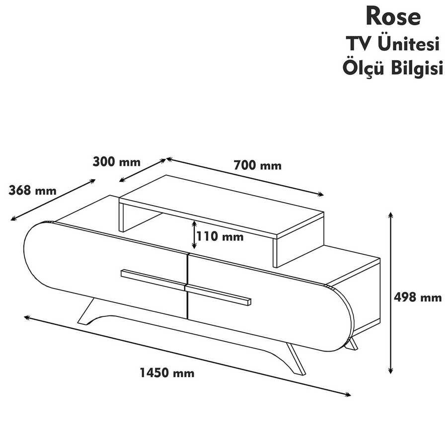 Rose Tv Stend - Ceviz / Beyaz - 3