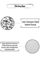 Siyah Beyaz Üçgen Desen Dijital Baskılı Zenit Kilim - 3