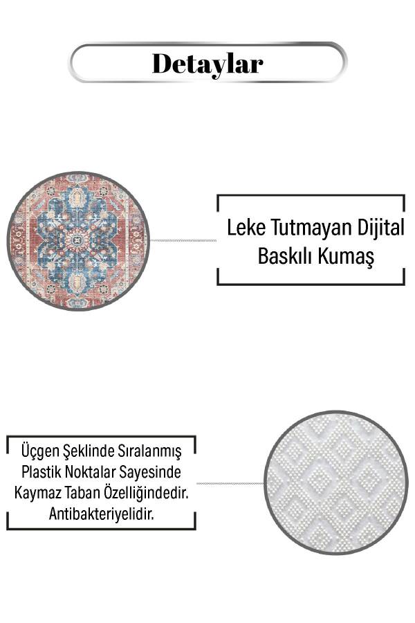 Soluk Tonlu Vintage Desen Dijital Baskılı Zenit Kilim - 3