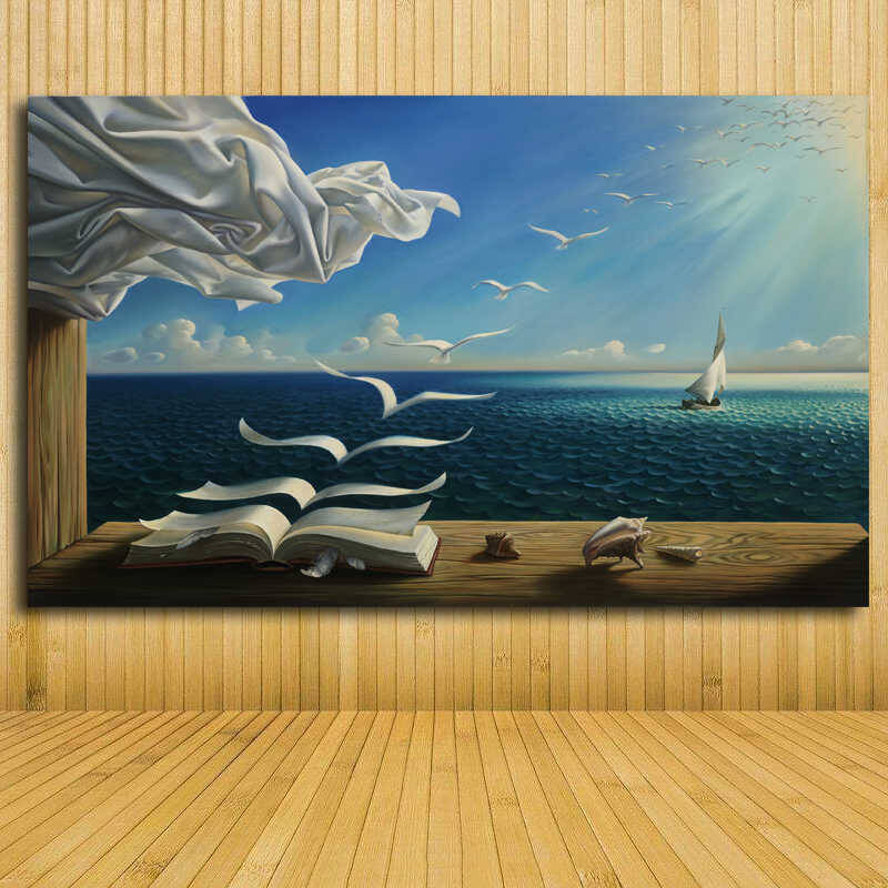 The Waves Book Sailboat For Salvador Dali Kətan Tablo - 3