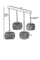 Tiger 4 Lü Sıralı Ceviz Rattan Çilçıraq - 4