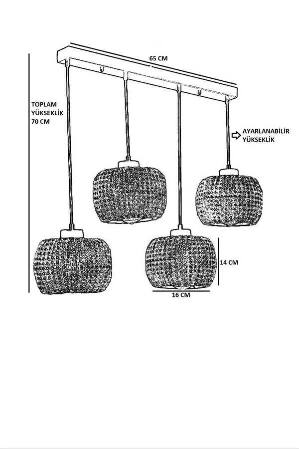 Tiger 4 Lü Sıralı Ceviz Rattan Çilçıraq - 4