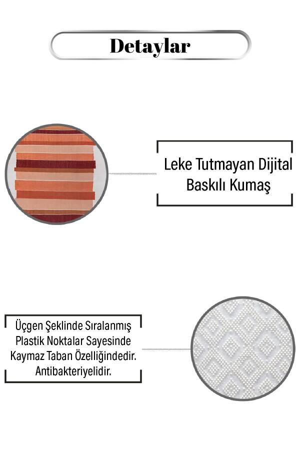 Turuncu Ton Pastel Vuruşlu Desen Dijital Baskılı Zenit Kilim - 3