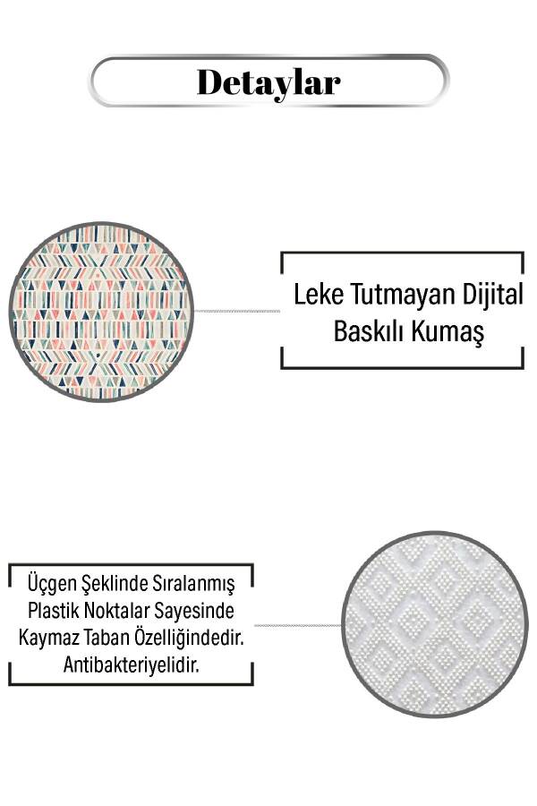 Üçgen ve Çizgi Desen Dijital Baskılı Zenit Kilim - 3