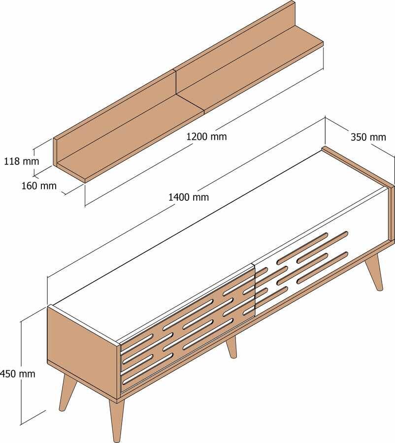 Valensiya 140Cm Tv Stend - Ceviz / Ceviz - 5