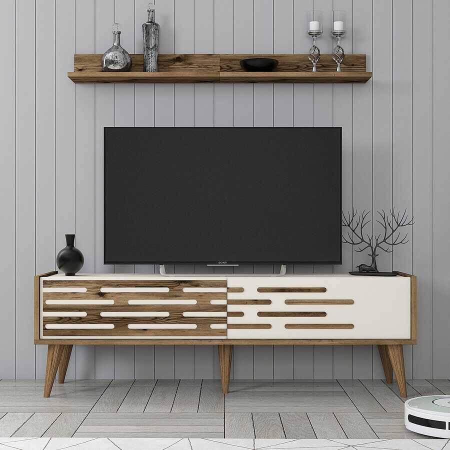 Valensiya 140Cm Tv Stend - Ceviz / Krem - 1