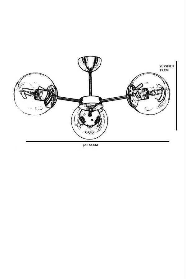 Venüs 3 Lü Bal Camlı Çilçıraq - 4