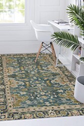 Yeşil Temalı Otantik Desen Dijital Baskılı Zenit Kilim - 1